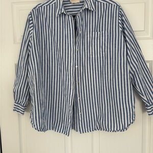 Sezane Max Shirt in Blue and White Stripe